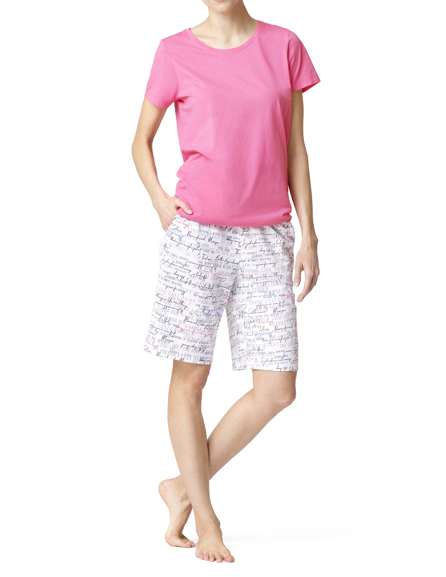 SleepWell Short Sleeve Tee And Bermuda Pajama Set