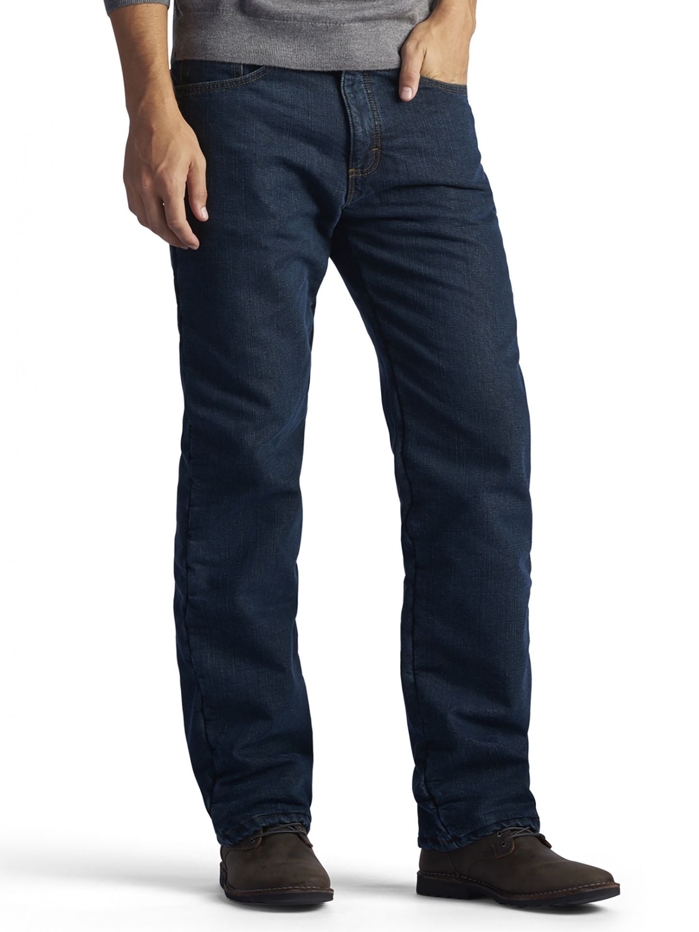 Men's Relaxed Fit Fleece Lined Straight Leg Jeans - Black Quartz