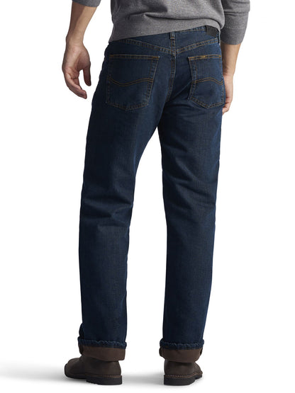 Men's Relaxed Fit Fleece Lined Straight Leg Jeans - Black Quartz
