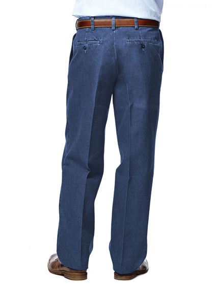 Work to Weekend Pleated Denim Pants Expandable Waistband