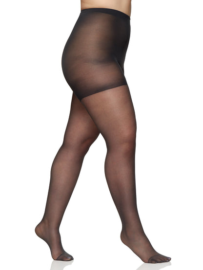Queen Silky Sheer Extra Wear Control Top Pantyhose with Reinforced Toe