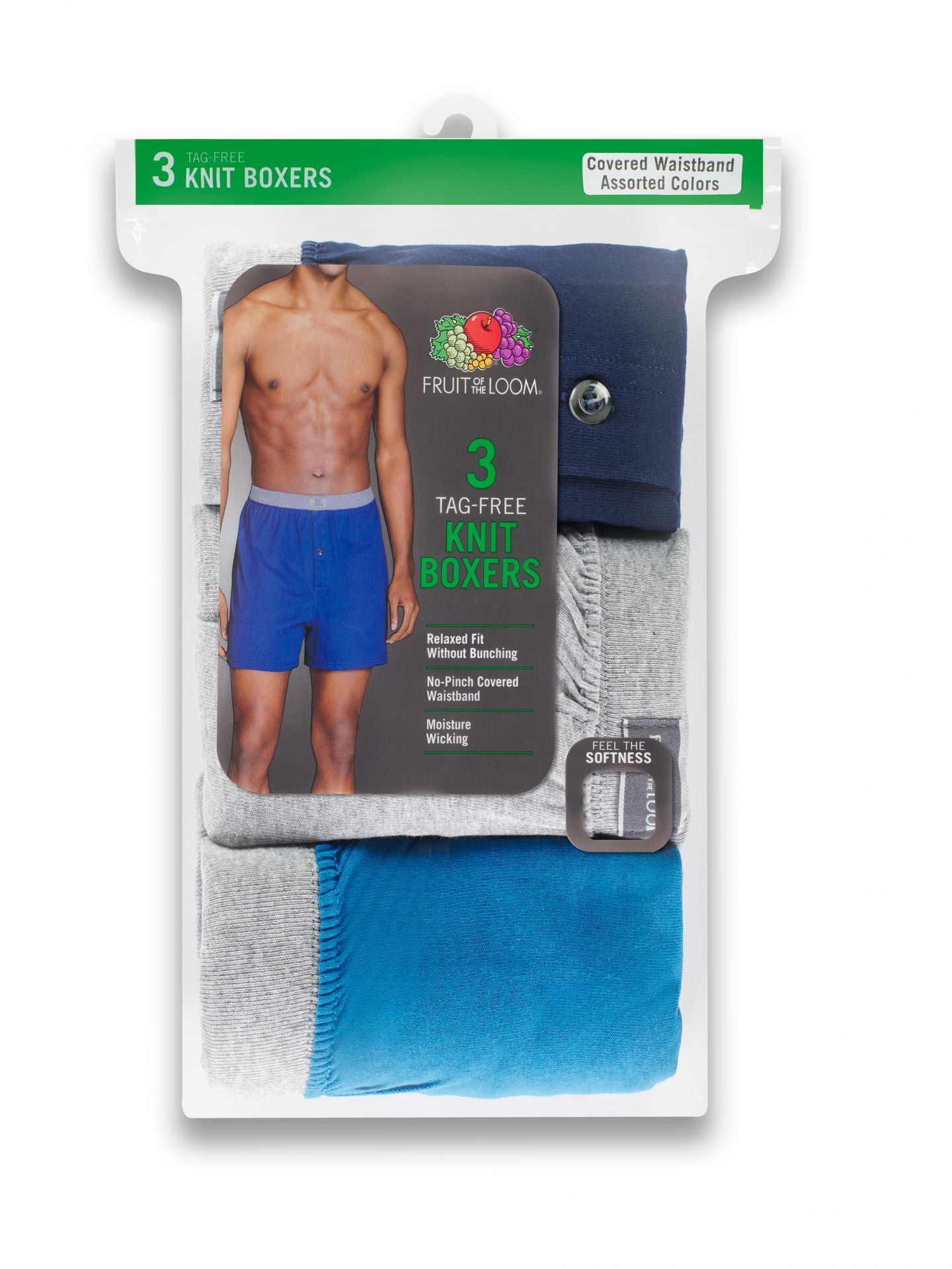 Mens Relaxed Fit Knit Boxers 3 Pack