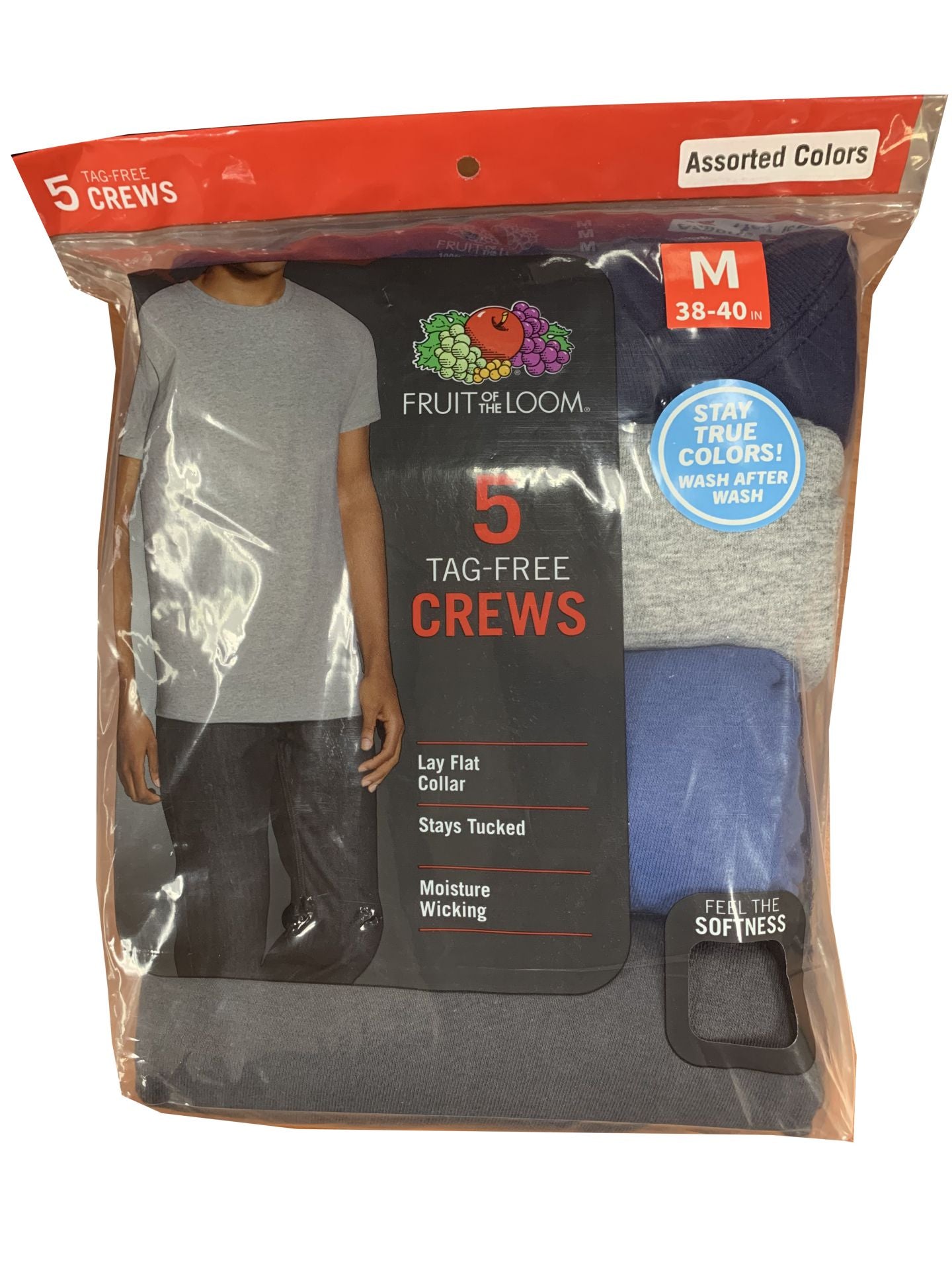 Mens Short Sleeve Crew Neck Tee Shirts 5 Pack Assorted