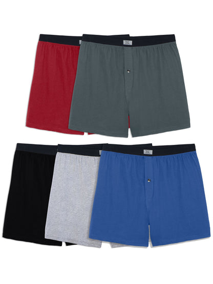 Mens Solid Knit Boxers 5 Pack