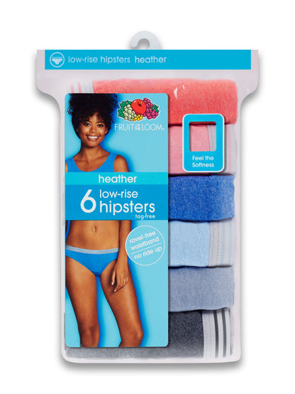 Women's Heather Low-Rise Hipsters - 6 Pack