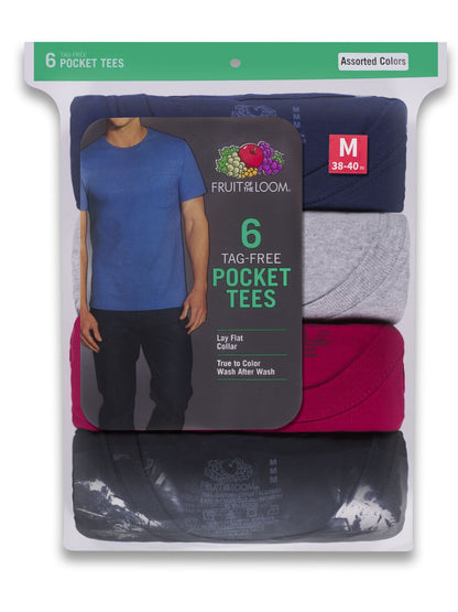 Mens Assorted Fashion Pocket Tee Shirt 6 Pack