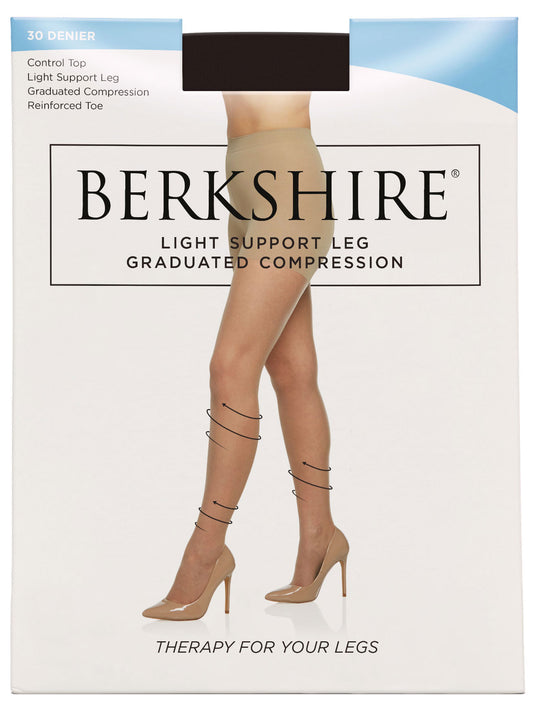 Silky Sheer Light Support Graduated Compression Leg Pantyhose with Reinforced Toe