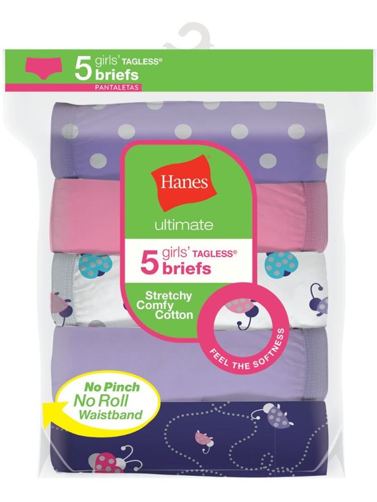 Ultimate Girls' Stretchy Comfy Cotton Briefs 5-Pack